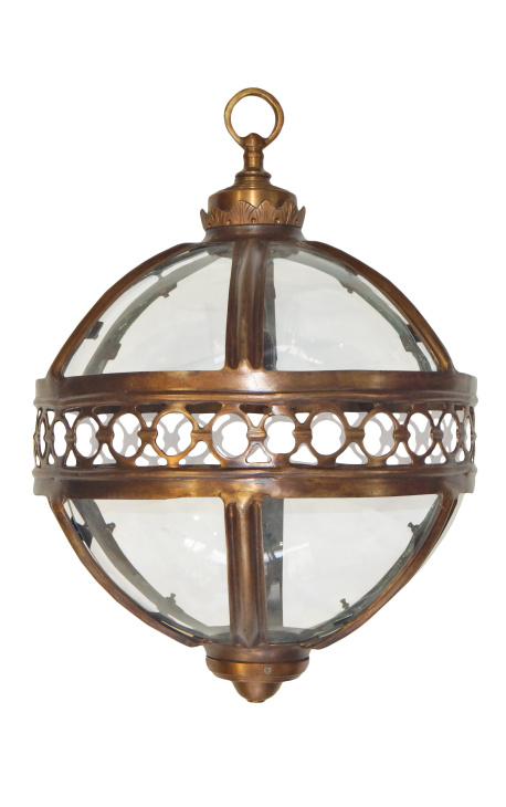 Lanterne ronde de hall d'entrée en bronze patiné 40 cm