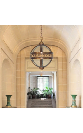 Lanterna redonda hall de entrada em bronze patinado 40 cm