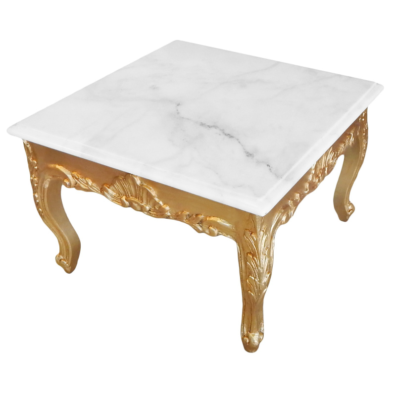 Стол стиль барокко приставной столик золото с мраморной столешницей #MB7 