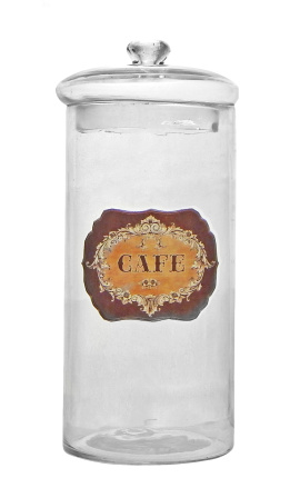 Kaffepot blown glas med smaltetikette "Kaffe"