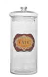 Kaffeetopf geblasenes Glas mit Emaille-Label Café