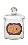 Teekanne geblasenes Glas mit Emaille-Etikett Thé