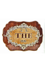 Teekanne geblasenes Glas mit Emaille-Etikett "Thé"