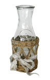 Wine decanter with stand wicker and bow lace