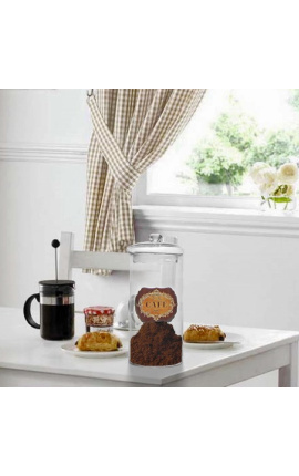 Coffee pot blown glas met emale label &quot;Koffie&quot;