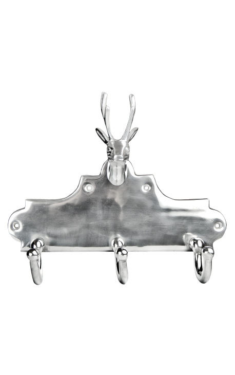 Appendiabiti in alluminio "Testa di cervo" con 3 ganci