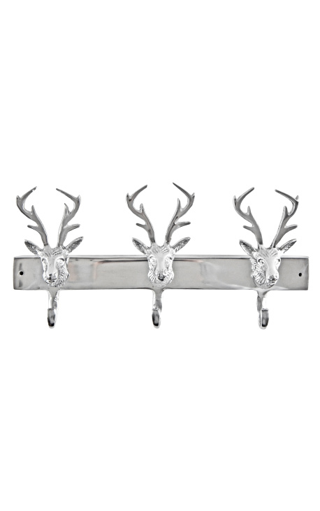Cabide de alumínio "3 Deer Heads" com 3 ganchos