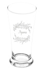 Klares Glas florale Designs Siebdruck Inschrift "apero"