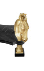 Okrugli blagovaonski stol s brončanim ukrasima, konjima i crnim mramorom