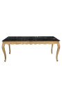 Gran mesa de comedor de madera barroca estructura de hoja de oro y mármol negro