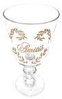 Verre transparent décors floral sérigraphié inscription "Amitié"