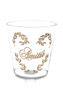 Verre transparent décors floral sérigraphié inscription "Amitié"