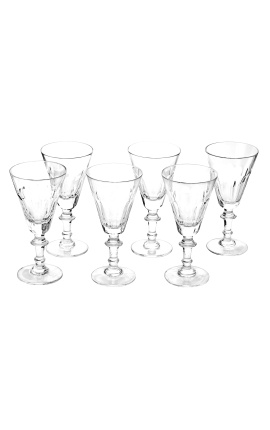 Set mit 6 Weingläsern aus transparentem Kristall