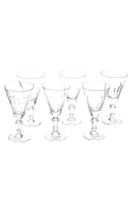 Set of 6 water glasses transparent crystal