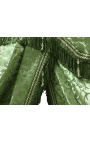 Cama barbacoa con madera de oro y tela satina verde
