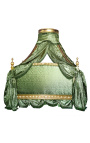 Lit Baroque Royal à baldaquin tissu satiné vert et bois doré