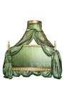 Cama de dossel Baroque Royal em tecido acetinado verde e madeira dourada