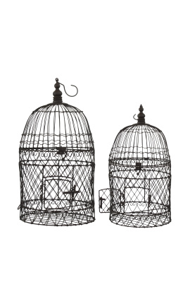 Ensemble de deux cages rondes en fer forgé