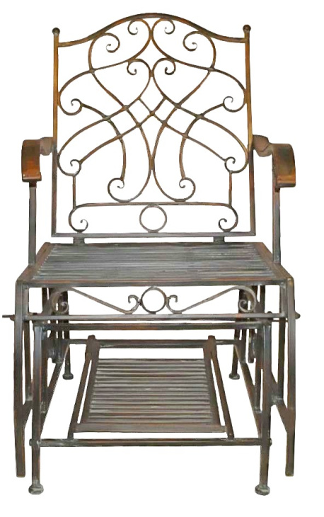 Cadeira de balanço em ferro forjado. Coleção Verdete