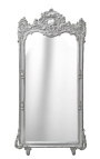 Grande espelho retangular barroco prateado