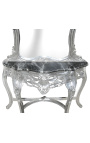 Console with mirror wood silver Baroque and black marble