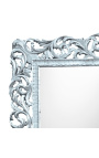 Konzola z ogledalom v baročnem slogu posrebrenega lesa in črnega marmorja