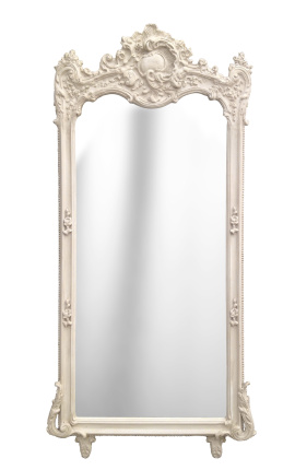 Grande espelho barroco retangular bege patinado