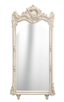 Grand miroir rectangulaire baroque beige patiné