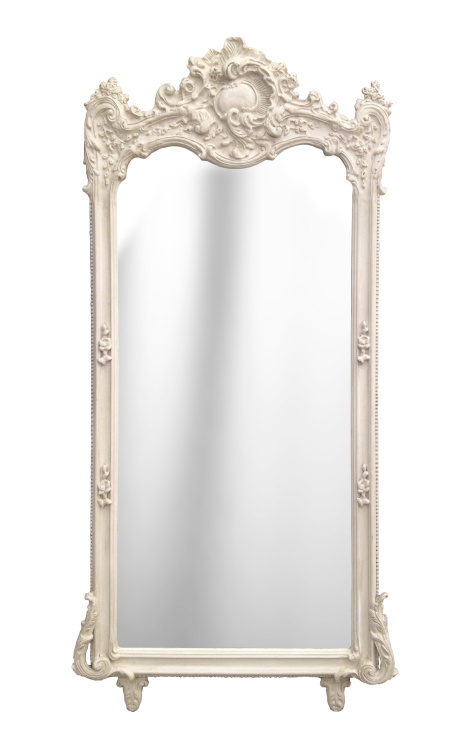 Suuri barokkibeige patina suorakaiteen muotoinen peili