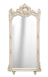 Grand miroir rectangulaire baroque beige patiné