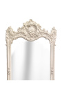 Grand miroir rectangulaire baroque beige patiné