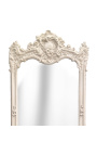 Grote barok beige gepatineerde rechthoekige spiegel