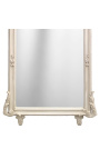 Didingas baroko smėlio spalvos patina stačiakampis veidrodis