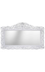 Grande consolle con specchiera in stile barocco in legno laccato bianco e grande specchio