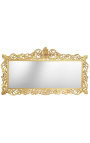 Enorme consola amb mirall d'estil barroc en fusta daurada i marbre beix