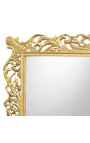 Zeer grote console met spiegel in barok verguld hout en beige marmer