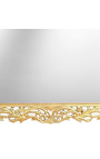 Enorme console avec miroir de style baroque en bois doré et marbre beige