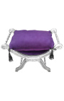 Roman bench (or Dagobert) purple fabric and silvered wood 