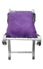 Roman bench (or Dagobert) purple fabric and silvered wood 