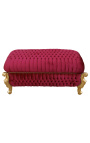 Big baroque bench trunk Louis XV style burgundy (red) velvet fabric and gold wood