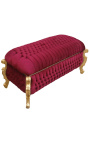 Grote barok bank koffer Louis XV-stijl bordeaux (rood) fluwelen stof en goud hout