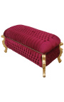 Grote barok bank koffer Louis XV-stijl bordeaux (rood) fluwelen stof en goud hout