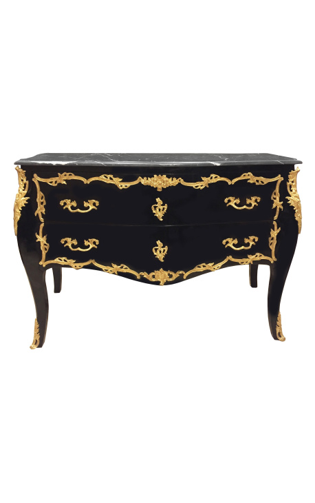 Large Baroque Dresser Black Gold, Black Dresser Marble Top