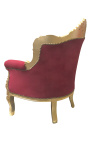 Armstoel "prins" Baroque stijl rood burgundisch velvet en goud hout