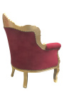Poltrona "principesca" in stile barocco Velluto rosso bordeaux e legno dorato