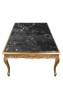 Grande table basse de style baroque bois doré et marbre noir