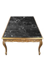 Velika klubska mizica Pozlačen les in črni marmor v baročnem slogu