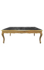 Large coffee table Baroque style gilt wood and black marble