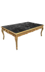 Grande table basse de style baroque bois doré et marbre noir