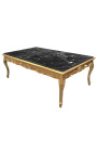 Gran mesa de café estilo barroco madera dorada y mármol negro